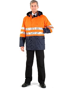 Куртка-ветровка утепленная сигнальная «Шторм контроль» флуоресцентная оранжевая с темно-синим